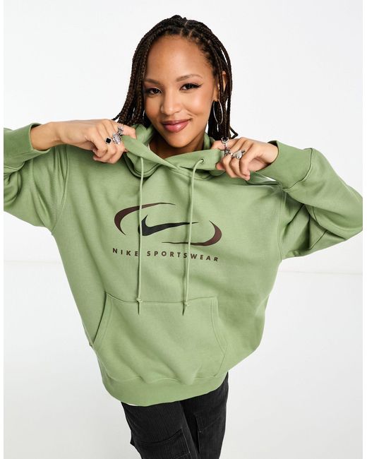 Nike Green – oversize-kapuzenpullover aus fleece