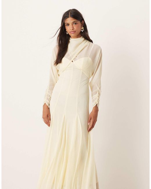 ASOS Natural – langärmliges midikleid