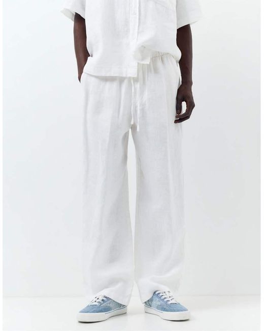 Pull&Bear Broek Van 100% Linnen in het White voor heren