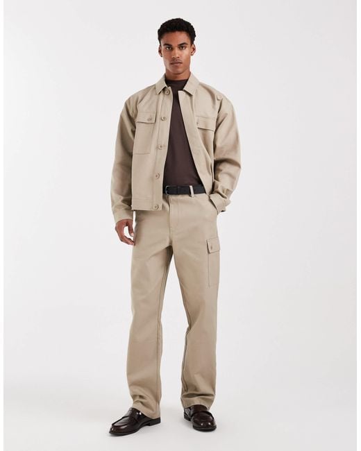 ASOS Natural Co-Ord Baggy Cargo Trousers for men