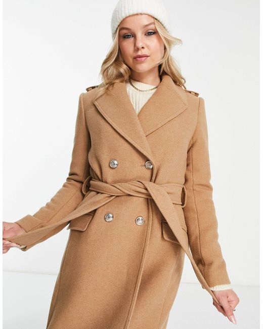 Manteau à double boutonnage avec ceinture - caramel Morgan en coloris Bleu  | Lyst