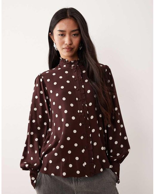 Nobody's Child Brown Bronte Button Up Blouse
