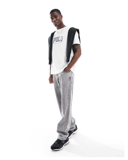 Polo Ralph Lauren White Collegiate Logo T-shirt Classic Oversized Fit for men