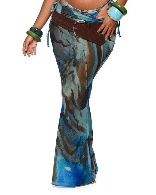 Missy Empire Blue Printed Maxi Skirt