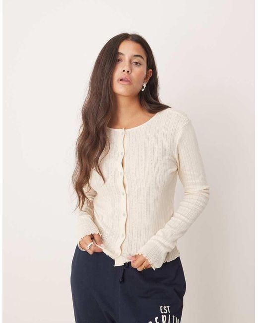 Jdy Natural Lettuce Edge Lightweight Cardigan