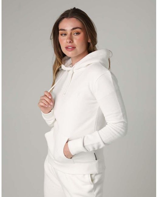 French Connection White Cotton Blend Drawcord Kangaroo Pocket Hoody