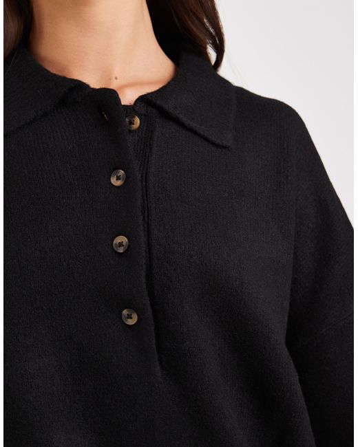 ASOS Black Knitted Compact Polo Shirt