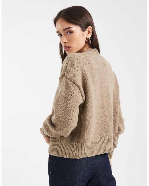 Pieces Gebreid Vest Met Rozet in het Natural