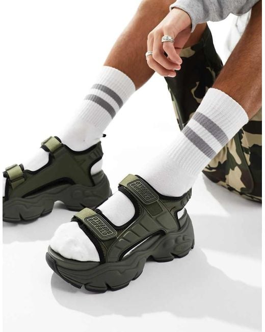 Buffalo Green Binary Track Sandals for men