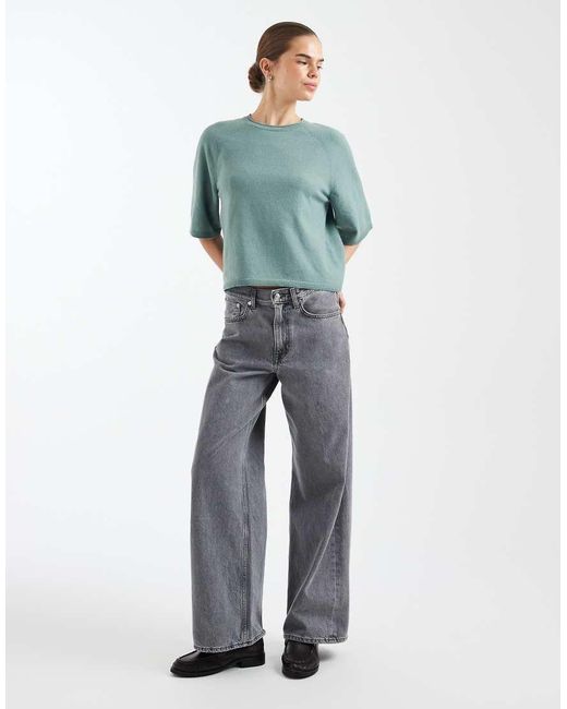 ONLY Green Boxy Knitted Short Sleeve Top