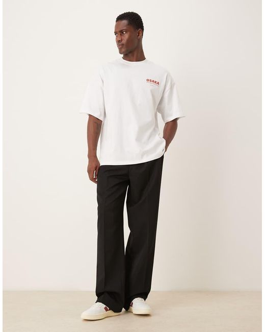 SELECTED Oversized T-Shirt Met Japanse Stadsprint Op De Achterkant in het White voor heren