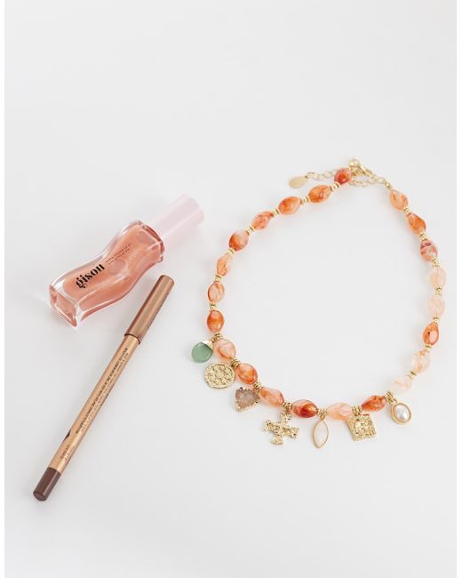 Accessorize White Bead Charm Necklace