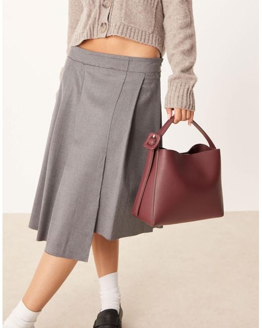 Mango Gray Faux Leather Cross Body Bag