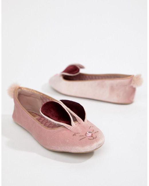 Ted Baker Pink Velvet Bunny Slippers | Lyst