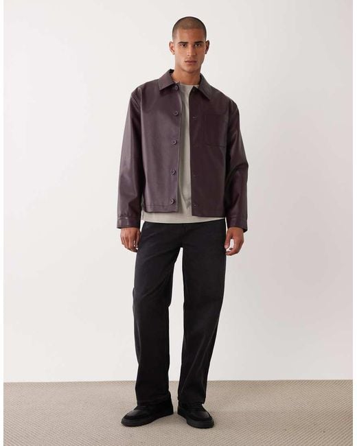 ASOS Purple Faux Leather Shacket for men