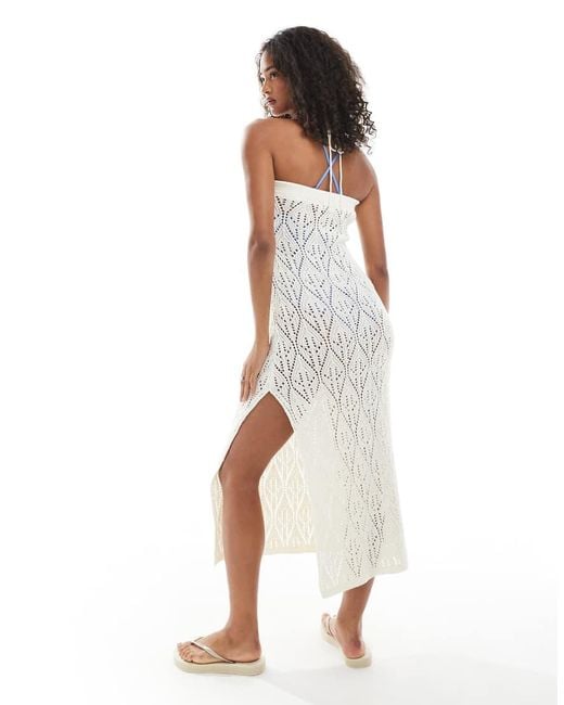 Miss Selfridge White O Ring Bandeau Crochet Maxi Dress