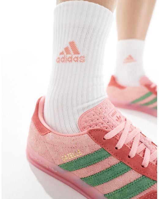 Gazelle indoor - baskets à semelle roses - rose et vert Adidas Originals en coloris Blue
