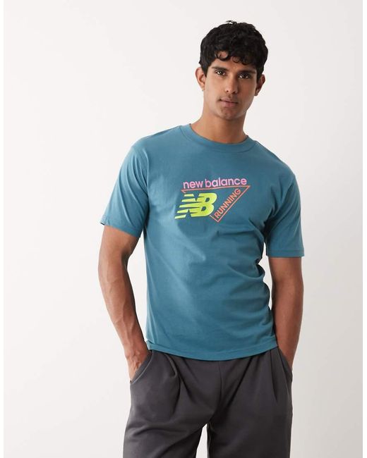 New Balance Blue Classic Tri-Logo T-Shirt for men