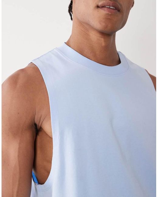 4505 Blue Icon Cotton Drop Armhole Training Singlet With Quick-dry Finish for men
