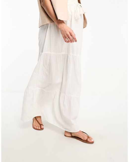 Vero Moda White Maxi Skirt With Tie Waist
