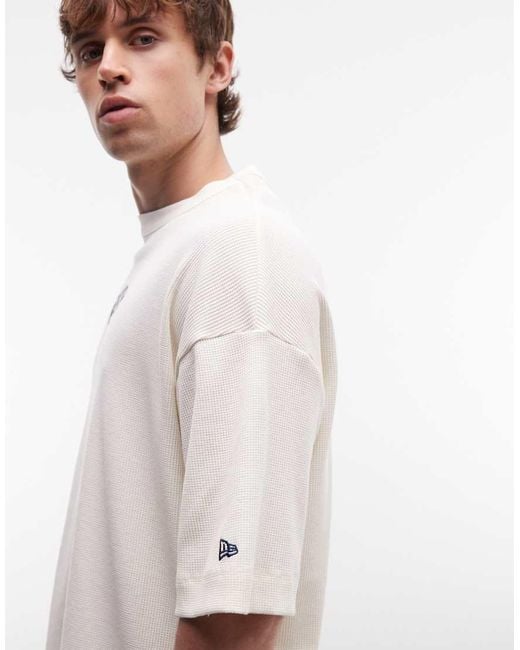 KTZ Natural Ny Yankees Logo Waffle Boxy Oversized T-Shirt for men