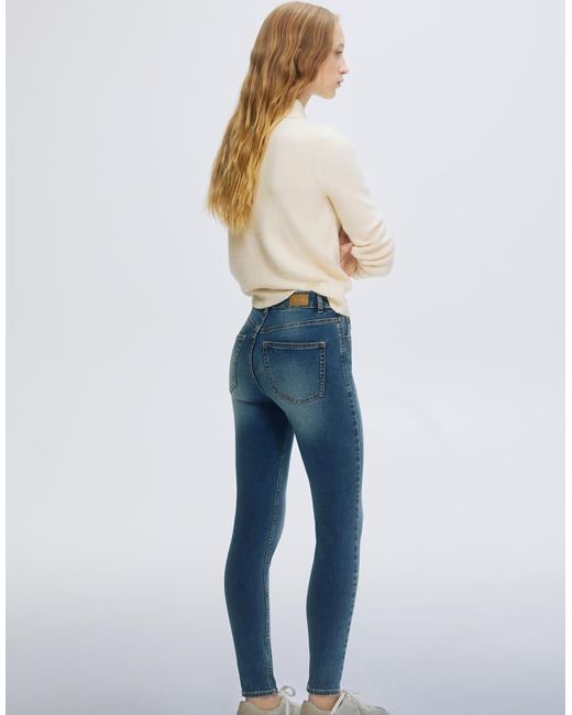 Pull&Bear Blue High-Waist Skinny Jeans