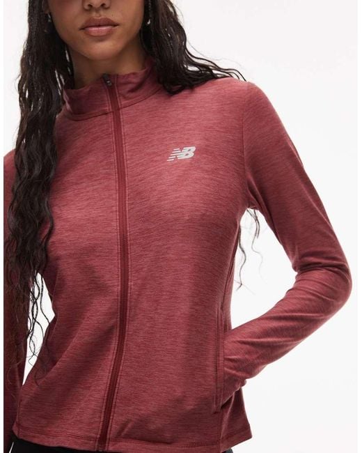 Felpa Color Bordeaux Monarch Mélange Con Zip di New Balance in Red