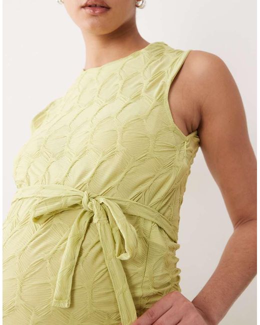 Mama.licious Green Mamalicious Materniy Textured Jersey High Neck Maxi Dress
