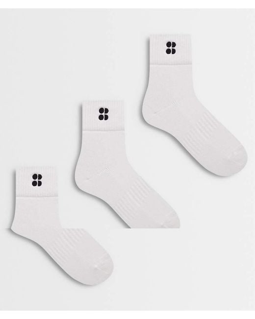 Sweaty Betty White Essentials 3 Pack Mini Crew Sock