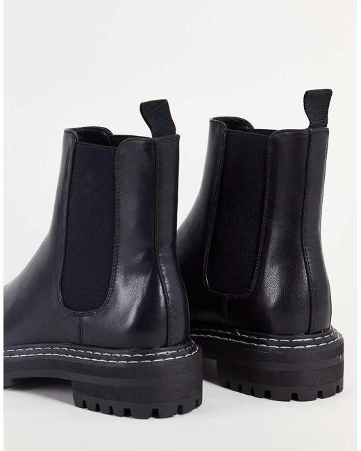 ONLY Black Chelsea Boot With Contrast Stitch