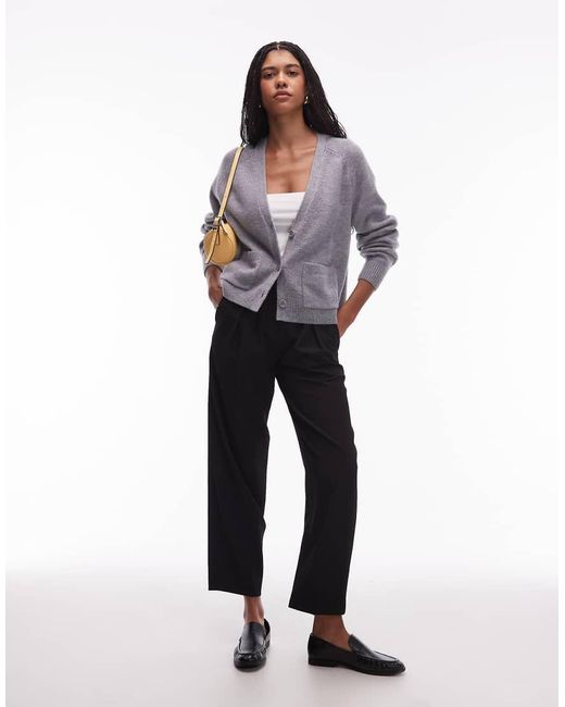 & Other Stories Gray Wool Blend Cardigan With Patch Pockets