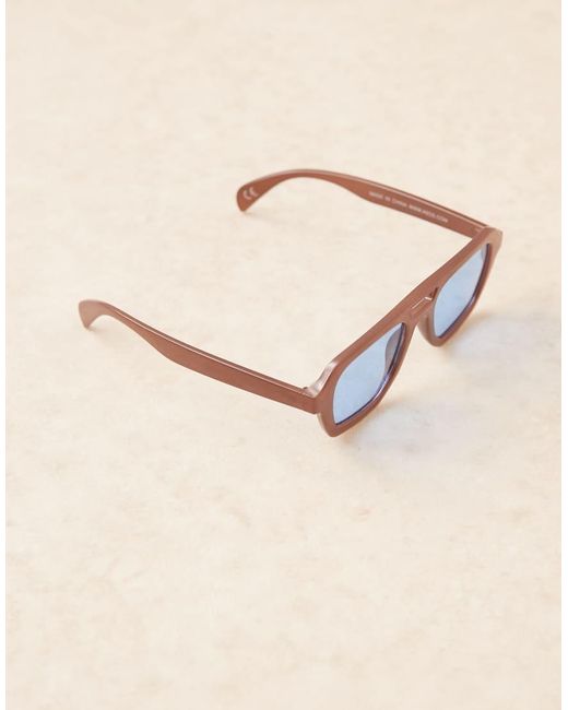 Occhiali Da Sole Aviatore Spessi Latte Con Lenti Blu di ASOS in Brown da Uomo