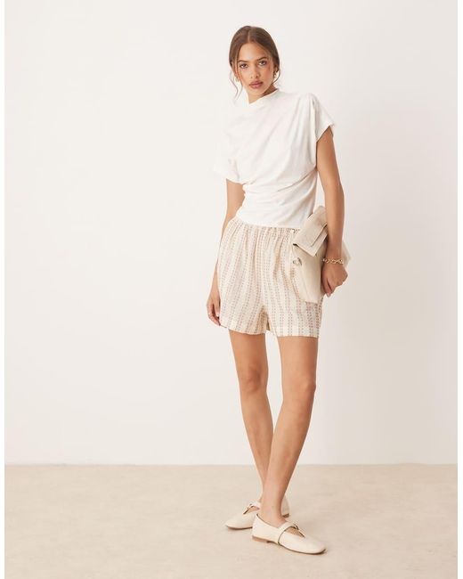 ASOS White Twist Shoulder Drapey Top