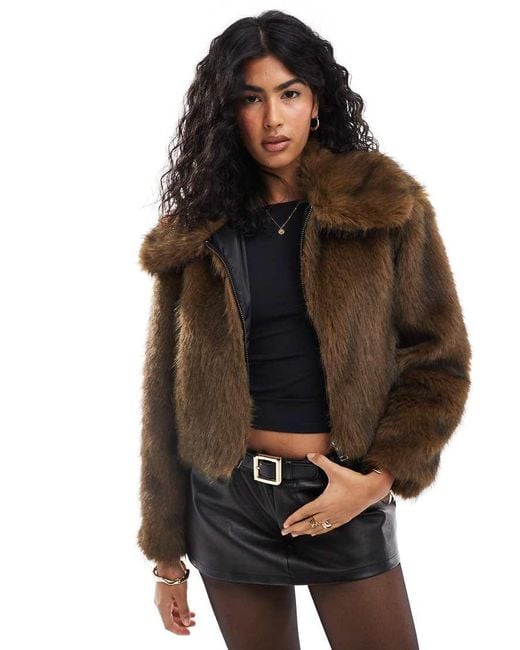Pull&Bear Brown Faux Fur Jacket