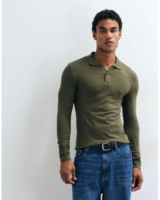 ASOS Green Long Sleeve Polo for men