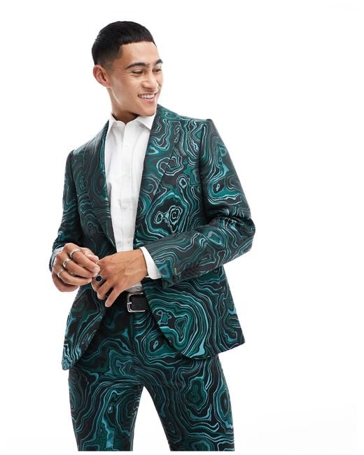 Twisted Tailor Green Adichie Marble Suit Jacket for men