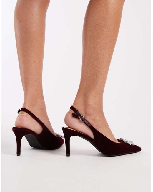 New Look Black Embellished Buckle Heeled Slingback Shoes