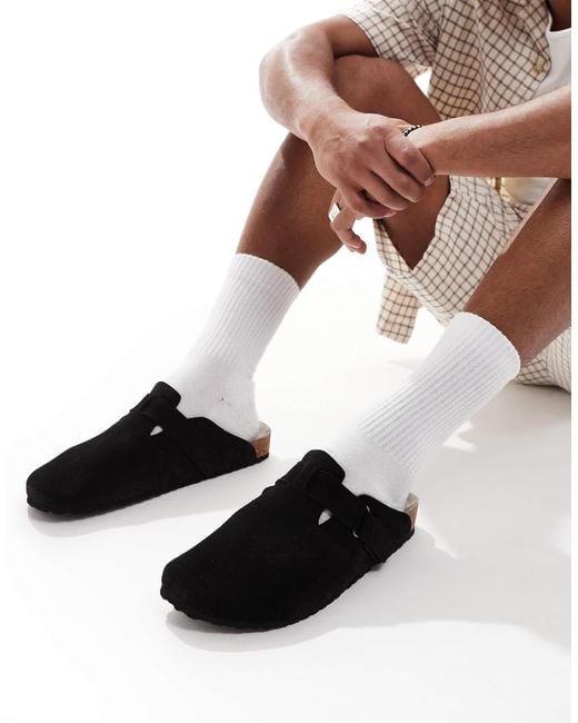 Jack & Jones Black Suede Clogs for men