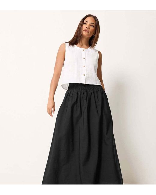 PixieGirl Black Petite Shirred Waist Maxi Skirt