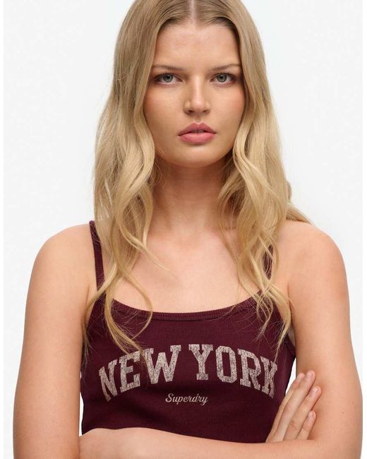 Superdry Red Athletic Essentials Graphic Print Cami Top