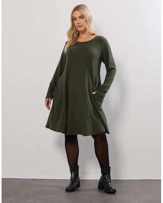Yours Clothing Green Soft Touch Pocket Dress