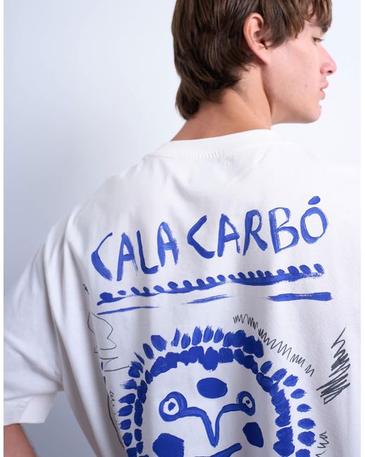 Topman Gray Oversized Fit T-shirt With Front And Back Cala Carbo Print for men