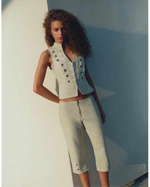 Pull&Bear Capribroek Met Knopen in het Blue