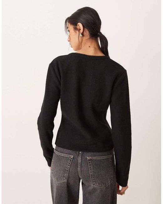 ASOS Black Asymmetric Placket Button Through Super Soft Top