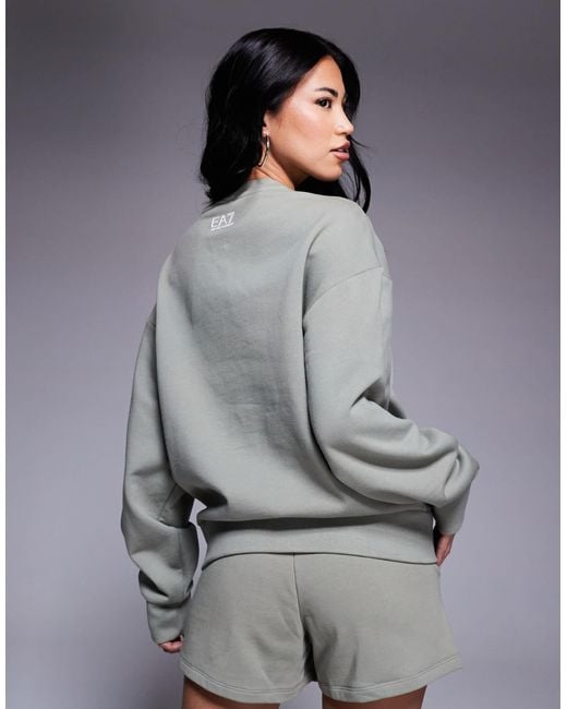 Armani - - sweat d'ensemble à logo - crème EA7 en coloris Gray