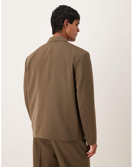 ASOS Brown Boxy Double Breasted Suit Jacket for men