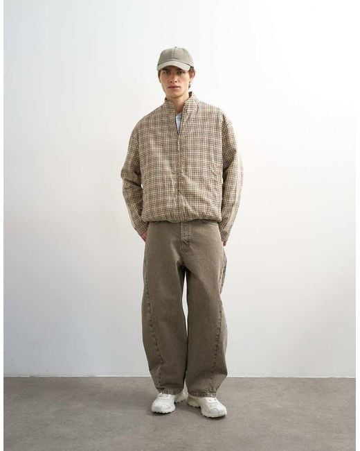 Topman Natural Textured Check Harrington for men