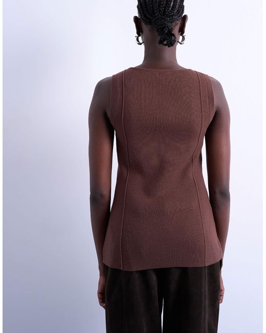 TOPSHOP Brown – longline-strickweste