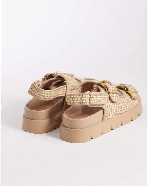 ASOS Filter Chunky Footbed Sandals With Double Buckle in Natural | Lyst ...