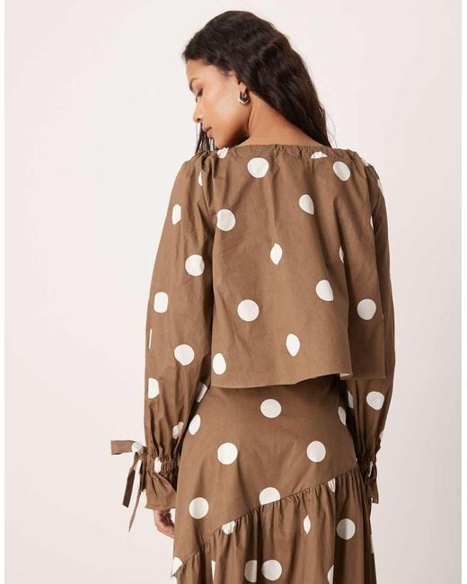 Glamorous Brown Round Neck Slouchy Blouse With Ties